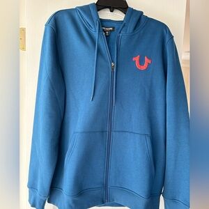 Men’s True Religion Textured Full Zip Hooded Sweatshirt Size L NWT